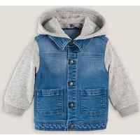 Denim/Fleece Hooded Jacket in Cotton Mix
