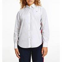 Cotton Long Sleeve Shirt with Tricolour Side Stripes