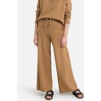 Knitted Wide Leg Trousers in Cotton Mix, Length 30.5"