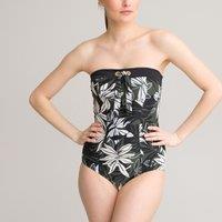 Tummy-Toning Bustier Swimsuit in Floral Print