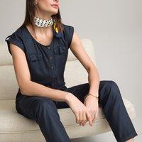 Draping Twill Jumpsuit, Length 30"