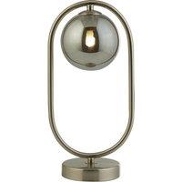 Satin Silver and Smoked Glass Single Orb Table Lamp