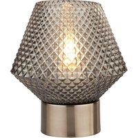 18cm Dark Grey Textured Smoked Glass Table Lamp
