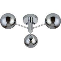 Chrome Semi Flush 3 Arm Smoked Glass Ceiling Light