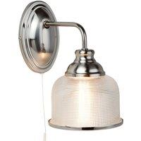 Antique Style Satin Silver and Halophane Glass Wall Light