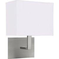 Satin Silver Rectangular Wall Light with White Shade