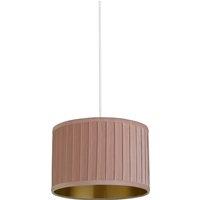 30cm Pleated Velvet Blush Pink Shade With Metallic Silver Inner