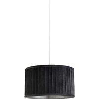 Pleated Velvet Grey Lampshade with Metallic Silver Inner