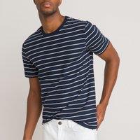 Striped Organic Cotton T-Shirt with Crew Neck and Short Sleeves