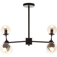 Matt Black and Glass Orb 6 Bulb Ceiling Light