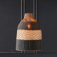 Natural and Black Panel Dome Bamboo/Rattan Pendant Ceiling Shade (H55cm)