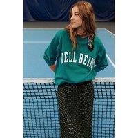 Recycled Pliss Midaxi Skirt in Polka Dot Print with Tie-Waist