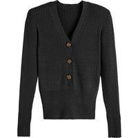 Fine Ribbed Knit Jumper with V-Neck