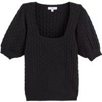 Square Neck Jumper with Short Puff Sleeves