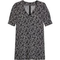 Recycled Floral Mini Dress with V-Neck and Short Sleeves