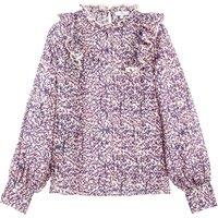 Ruffled High Neck Blouse with Long Sleeves