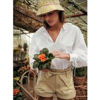Cotton Ruffle Collar Blouse with Long Sleeves