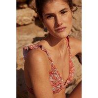 Ruffled Triangle Bikini Top in Floral Print