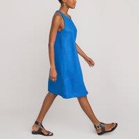 Linen Sleeveless Mini Dress with Crew Neck