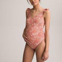Floral Racerback Maternity Swimsuit with Ruffled Straps