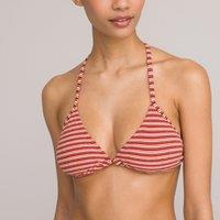 Towelling Triangle Bikini Top in Striped Print