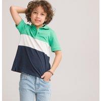 Organic Cotton Polo Shirt in Colour Block Print with Short Sleeves, 3-12 Years