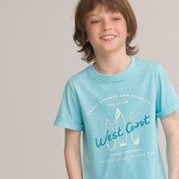 Printed Organic Cotton T-Shirt with Crew Neck, 3-12 Years