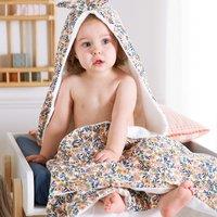 Ohara Floral Cotton Muslin Baby Hooded Towel