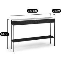 Fbe White Marble & Metal Console Table