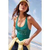 Cropped Towelling Sweatshirt in Cotton Mix with Crew Neck