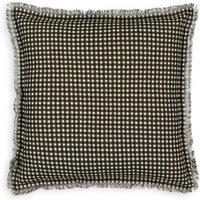 Cvennes Checked Fringed Linen Cotton Square Cushion Cover