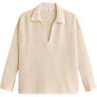 Recycled Polo Jumper in Openwork Knit