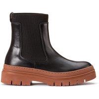 Leather Ankle Boots with Notched Sole
