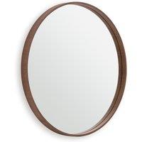 Alaria 80cm Diameter Walnut Veneer Round Mirror