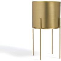 Inaya 28cm High Round Brass Flower Pot with Stand