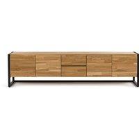 Hiba 200cm Solid Oak & Metal HiFi TV Cabinet