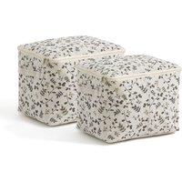 Set of 2 Oita Olive Polycotton Storage Cubes