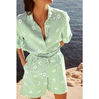Floral Cotton Paperbag Shorts