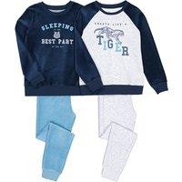 Pack of 2 Pyjamas in Campus Print Velour