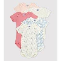 Pack of 5 Bodysuits in Cotton with Short Sleeves