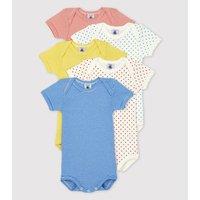 Pack of 5 Bodysuits in Organic Cotton with Short Sleeves