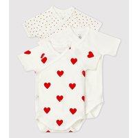Pack of 3 Wrapover Bodysuits in Organic Cotton with Short Sleeves