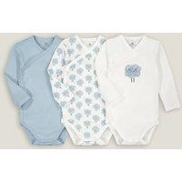 Pack of 3 Newborn Bodysuits in Organic Cotton with Long Sleeves