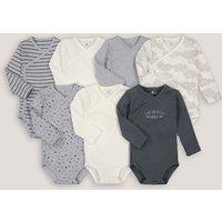 Pack of 7 Newborn Bodysuits in Cotton with Long Sleeves