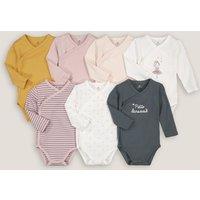 Pack of 7 Newborn Bodysuits in Cotton with Long Sleeves