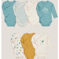 Pack of 7 Newborn Bodysuits in Cotton with Long Sleeves
