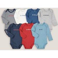 Pack of 7 Bodysuits in Cotton with Long Sleeves