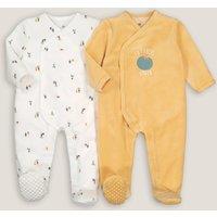 Pack of 2 Sleepsuits in Velour Cotton Mix