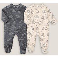 Pack of 2 Sleepsuits in Dinosaur Print and Cotton Mix