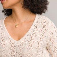 Recycled Pointelle Knit Jumper with V-Neck